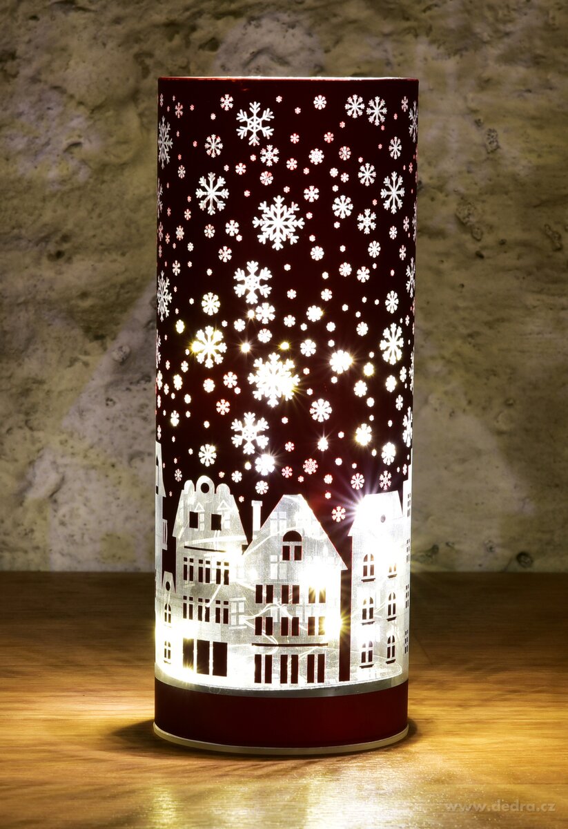 20 cm skleněný svícen s led osvětlením