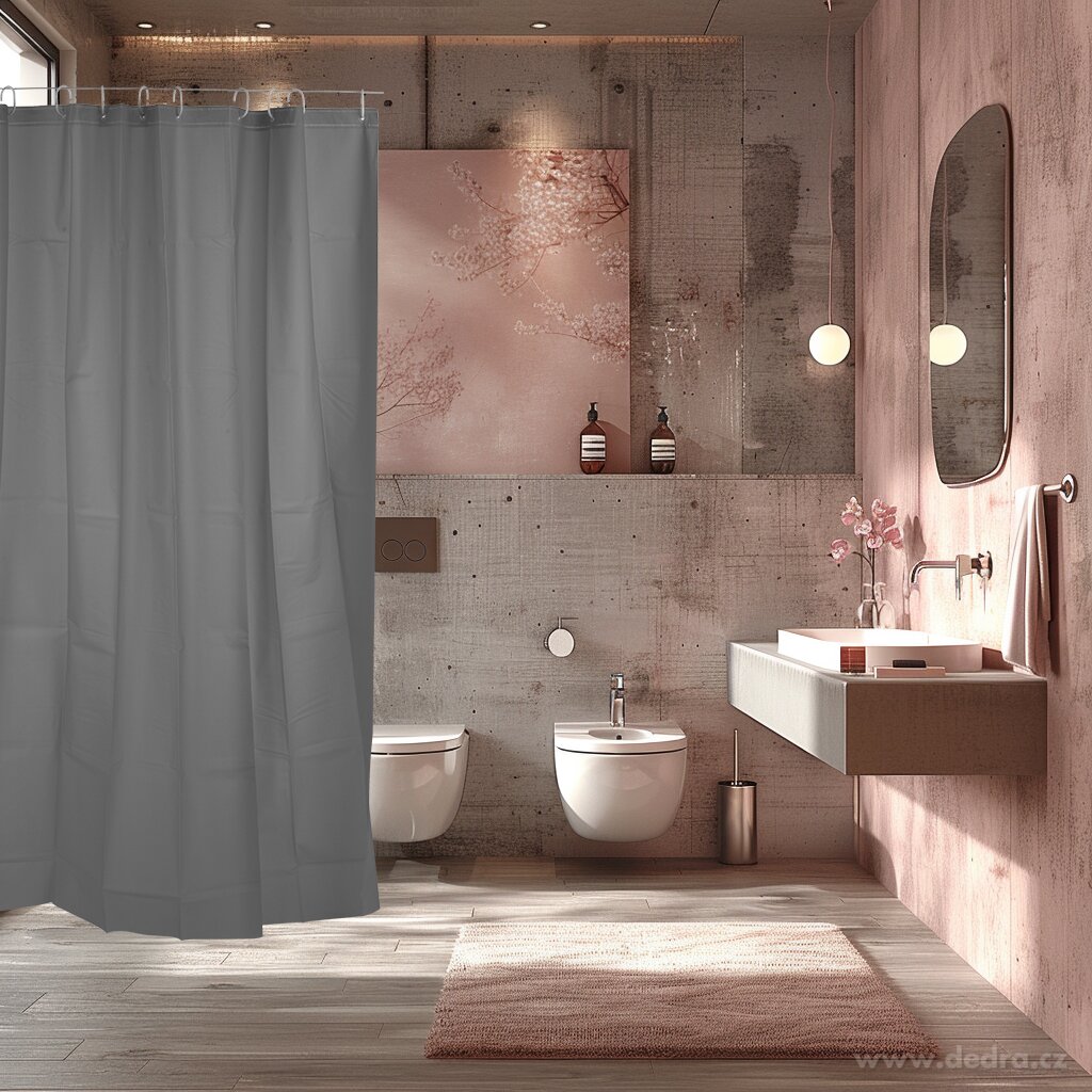 SPA | Koupelnový závěs se 12 kroužky | nepropustný | 180 × 180 cm | šedý