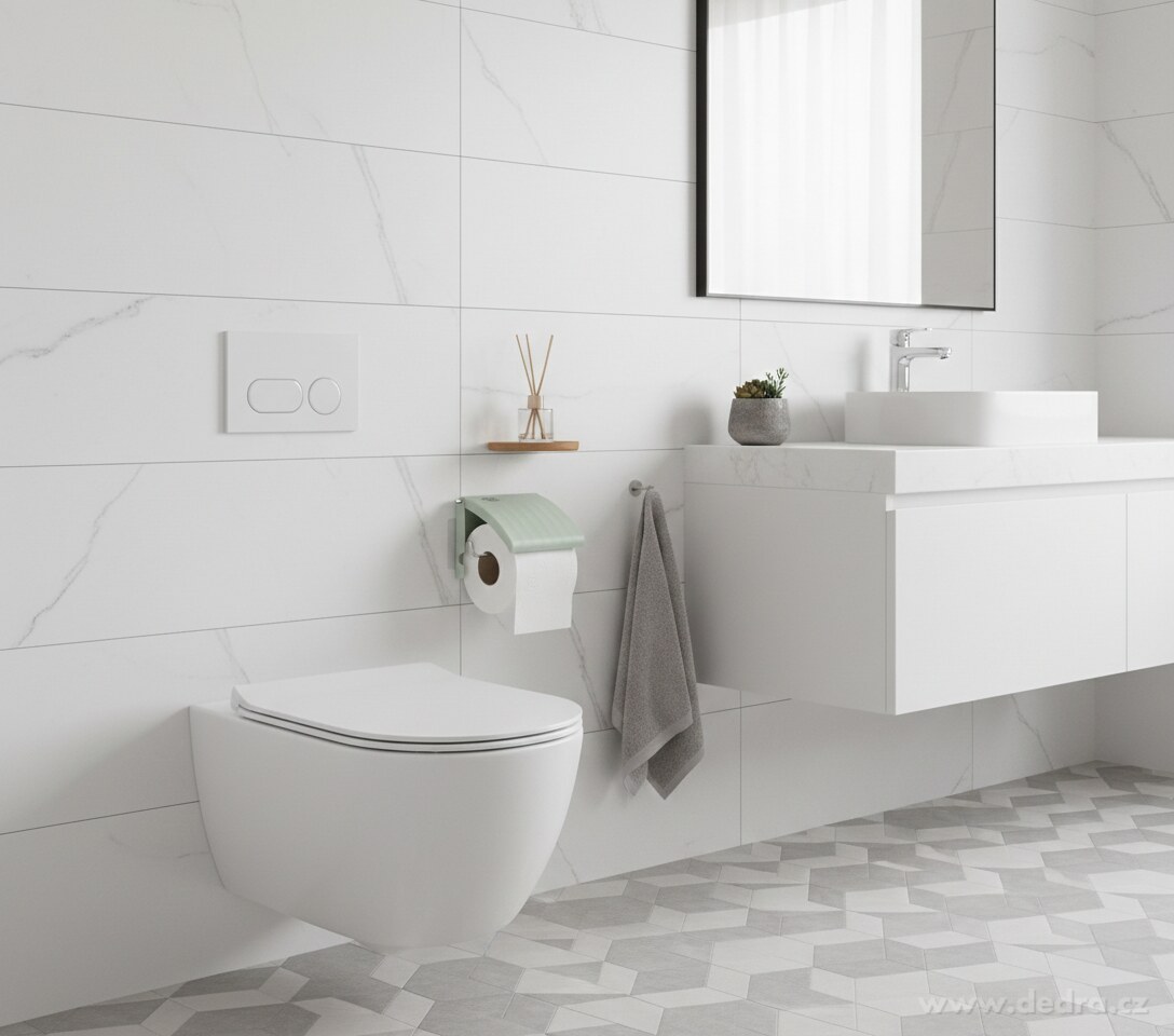 BATH | nástěnný držák na toaletní papír | kov + plast | samolepicí montáž bez vrtání | mintový
