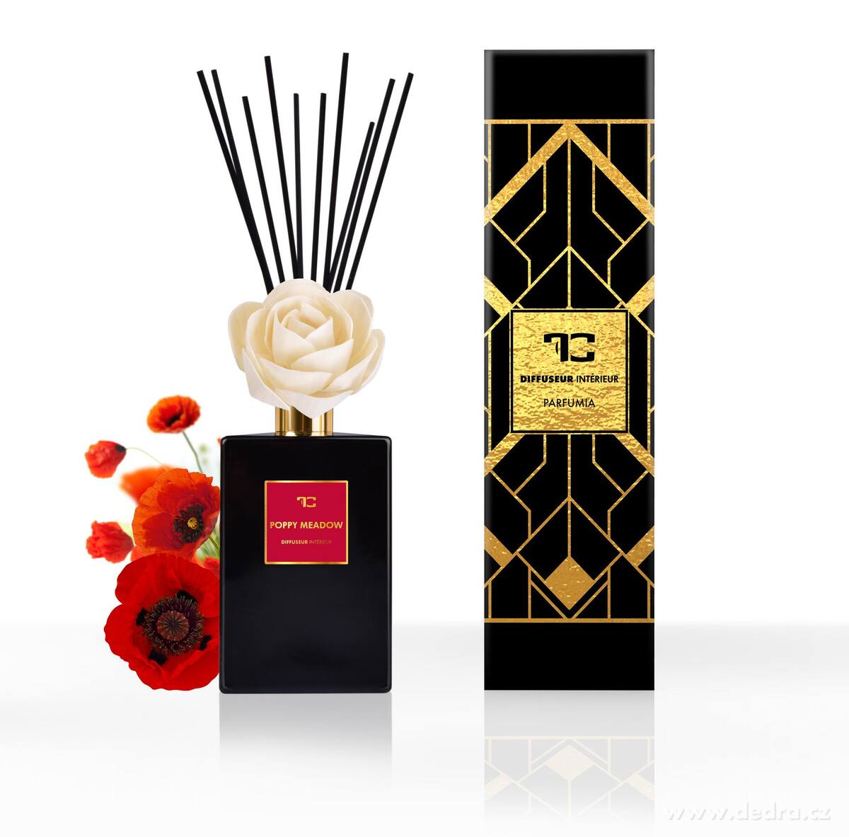 POPPY MEADOW | XL difuzér s FLOW květinou & tyčinkami | PARFUMIA® | 500 ml