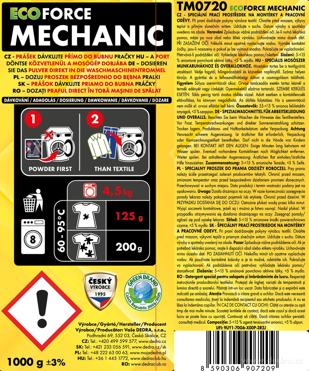 2× MECHANIC | Prací prášek na montérky & mastné pracovní oděvy | extra odmašťovací síla | 2× 1 kg