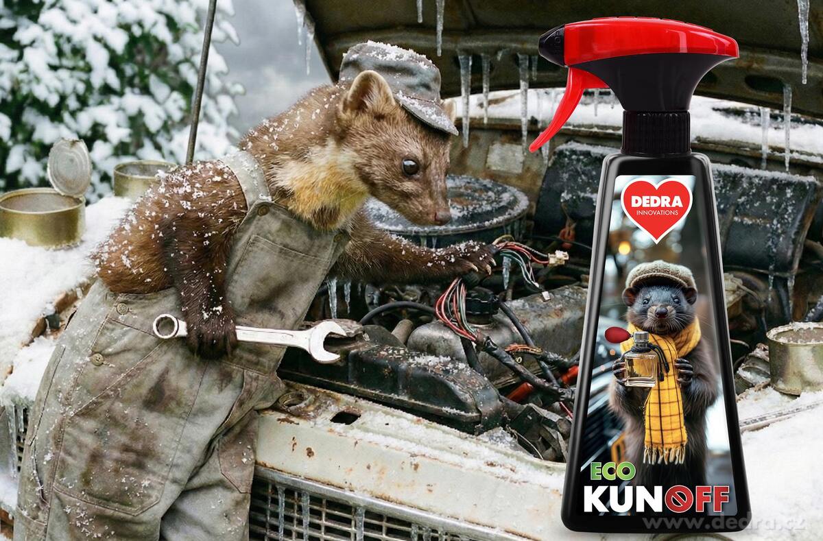 2× KUNOFF | Přírodní odpuzovač kun s geraniolem | účinná ochrana motoru & půdy | 2× 500 ml