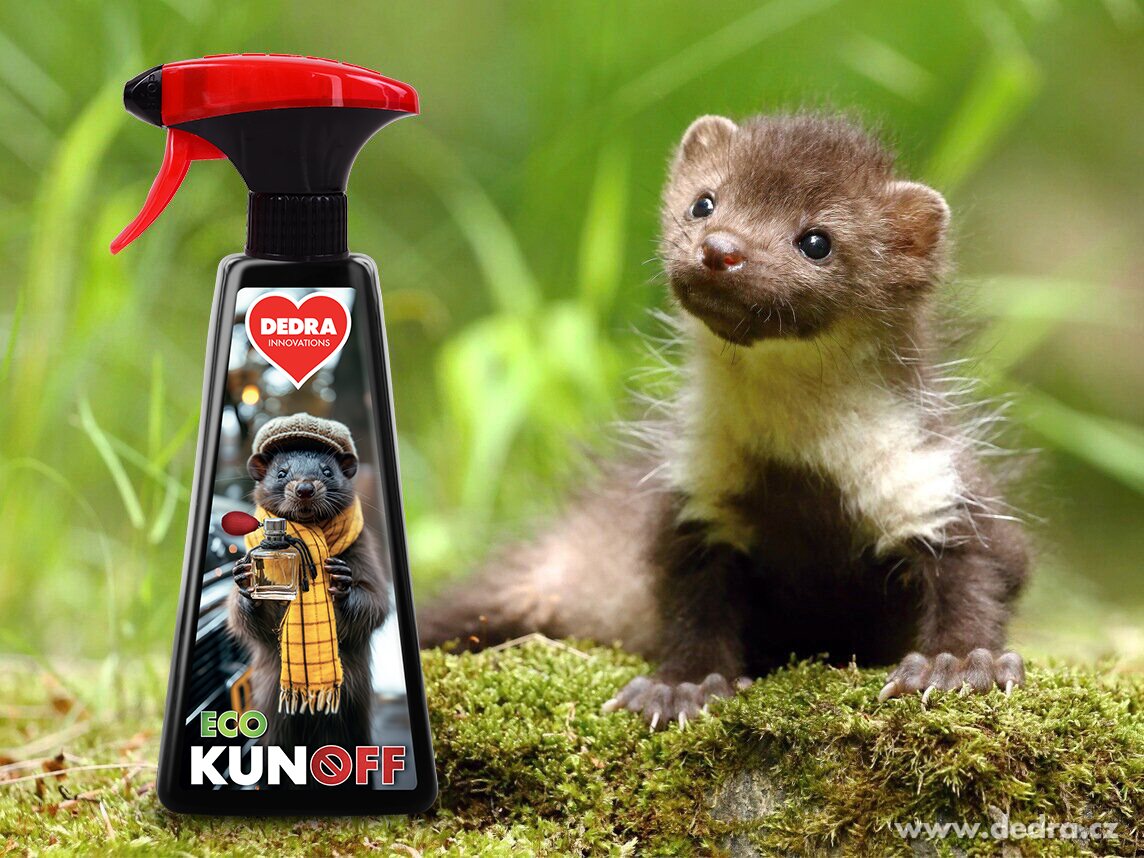 2× KUNOFF | Přírodní odpuzovač kun s geraniolem | účinná ochrana motoru & půdy | 2× 500 ml