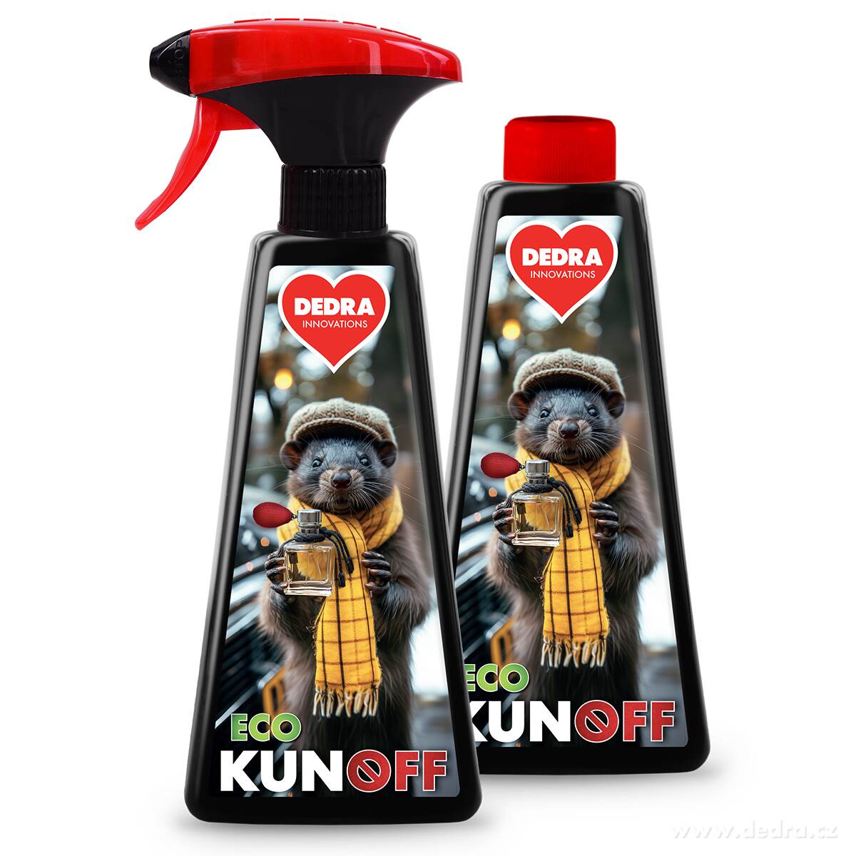 2× KUNOFF | Přírodní odpuzovač kun s geraniolem | účinná ochrana motoru & půdy | 2× 500 ml