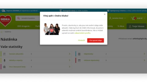 Žádost o kontrolu údajů neaktivního zákazníka