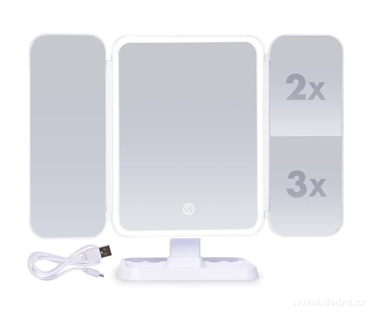 BEAUTY | kouzelné skládací zrcadlo s LED osvětlením | USB dobíjení | zvětšovací zrcátka | na stojanu