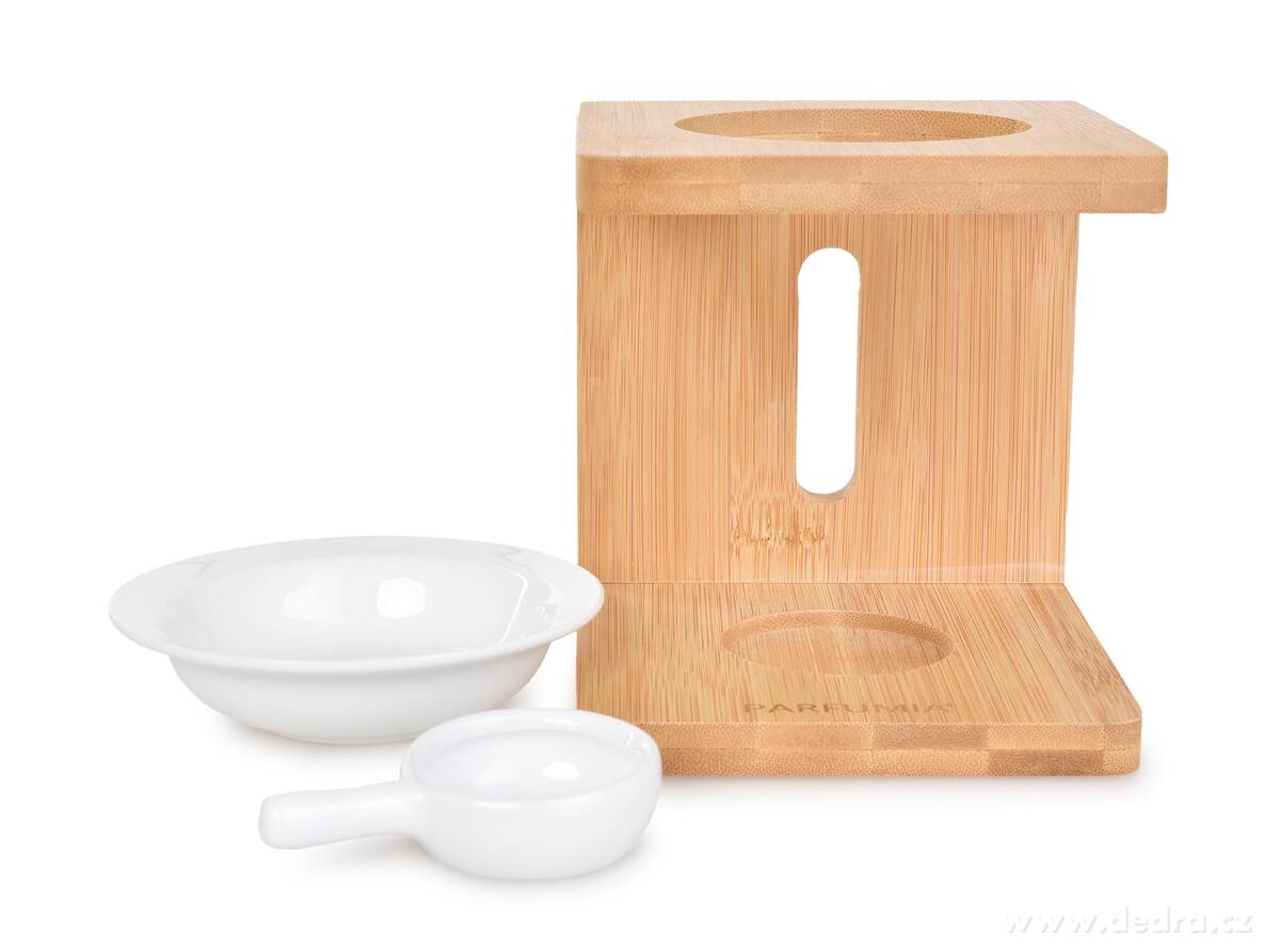 ZENORA | Aromalampa na bambusovém stojanu | čistý design & bílá keramika