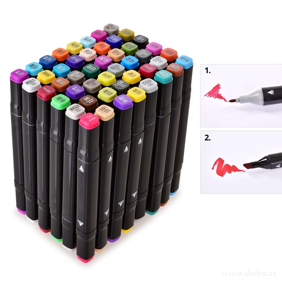 ART | Sada 48 ks oboustranných alkoholových fixů v textilním pouzdře | tenký & široký hrot | pro ilustrace, manga & design