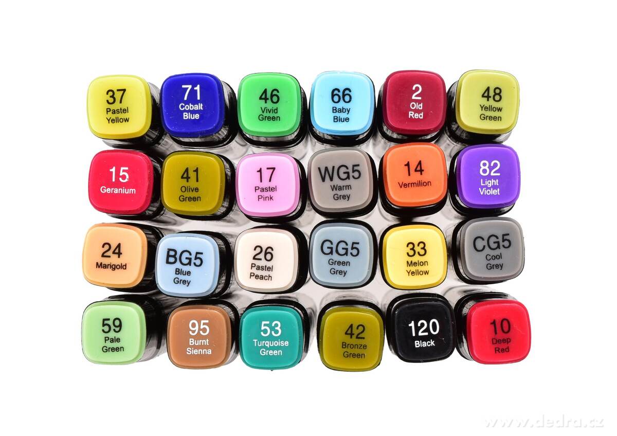 ART sada 24 ks obojstranných alkoholových fixiek v praktickom textilnom púzdre