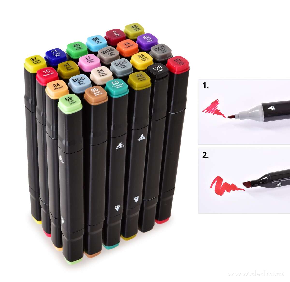 ART | Sada 24 ks oboustranných alkoholových fixů v textilním pouzdře | tenký & široký hrot | pro ilustrace, manga & design