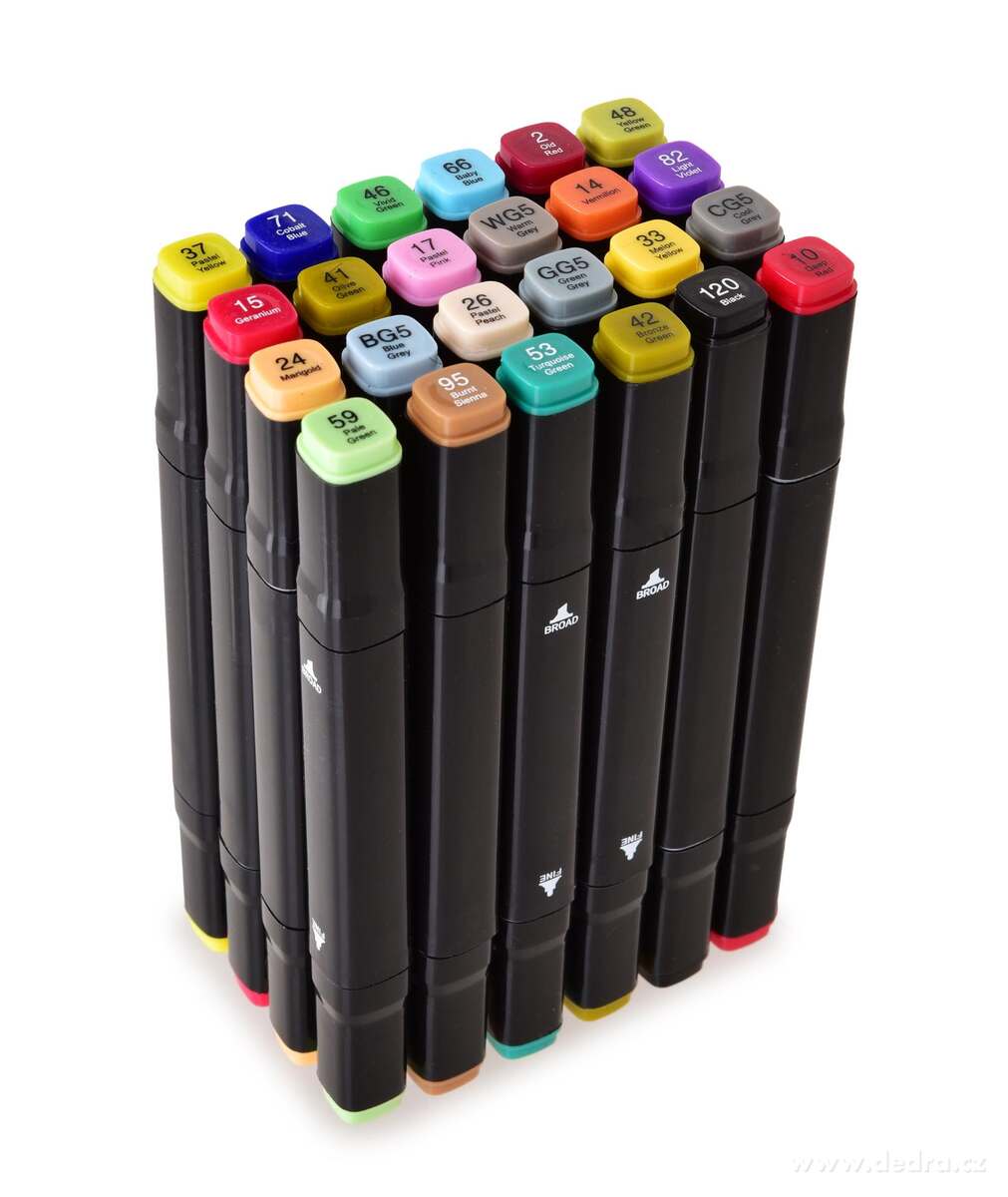 ART sada 24 ks obojstranných alkoholových fixiek v praktickom textilnom púzdre