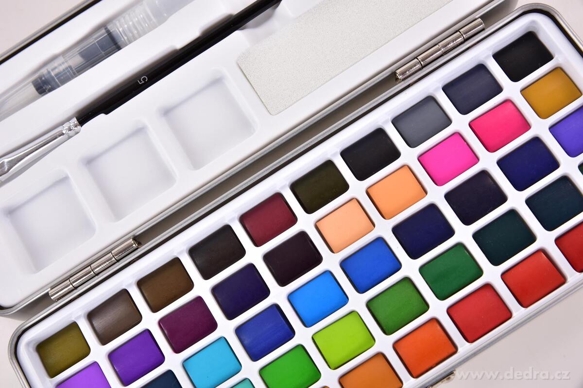 ART | Profesionální sada 50 ks akvarelových barev v kovové kazetě | nejvyšší kvalita pro umělce všech úrovní