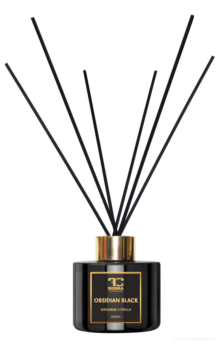 OBSIDIAN BLACK difuzér s FLOW kvetinou a tyčinkami PARFUMIA®