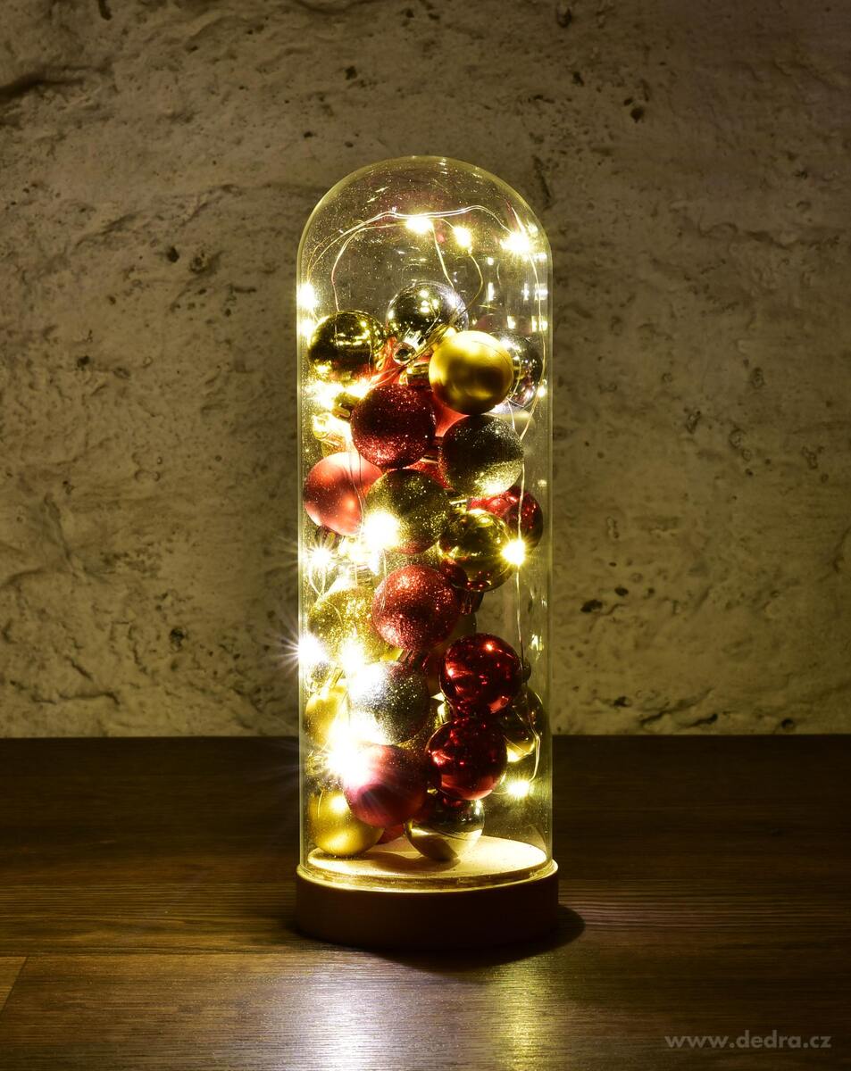 VÁNOČNÍ PLAMÍNKY | LED dekorace ve skleněném šturcu | 27 cm