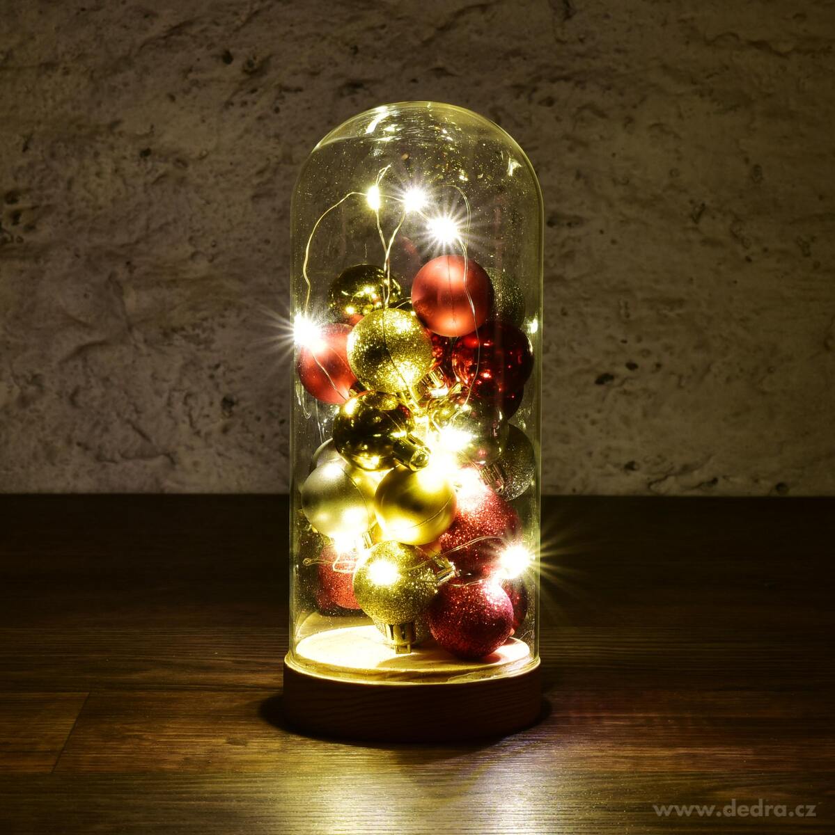 VÁNOČNÍ PLAMÍNKY | LED dekorace ve skleněném šturcu | 22 cm