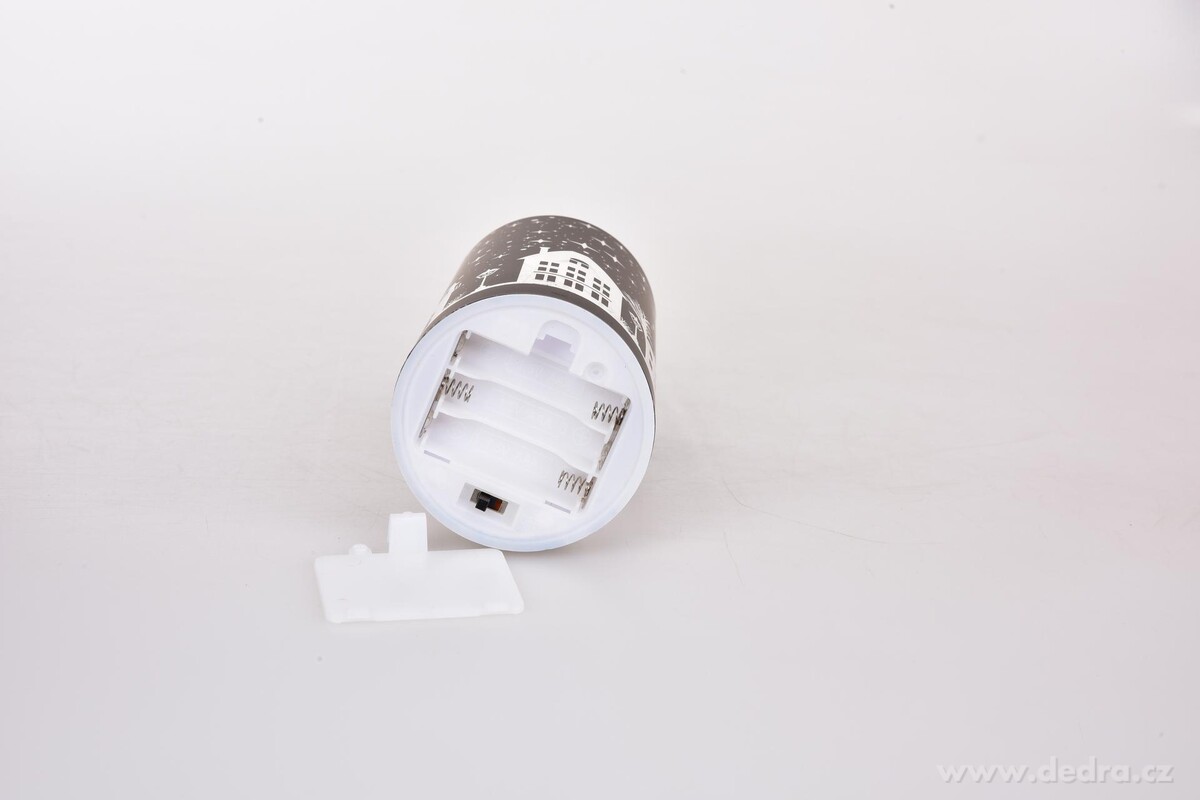 NOČNÍ MĚSTEČKO | LED černý skleněný svícen | 20 cm