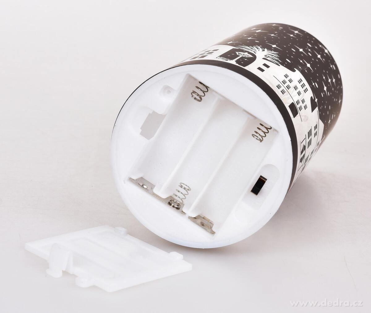 NOČNÍ MĚSTEČKO | LED černý skleněný svícen | 15 cm