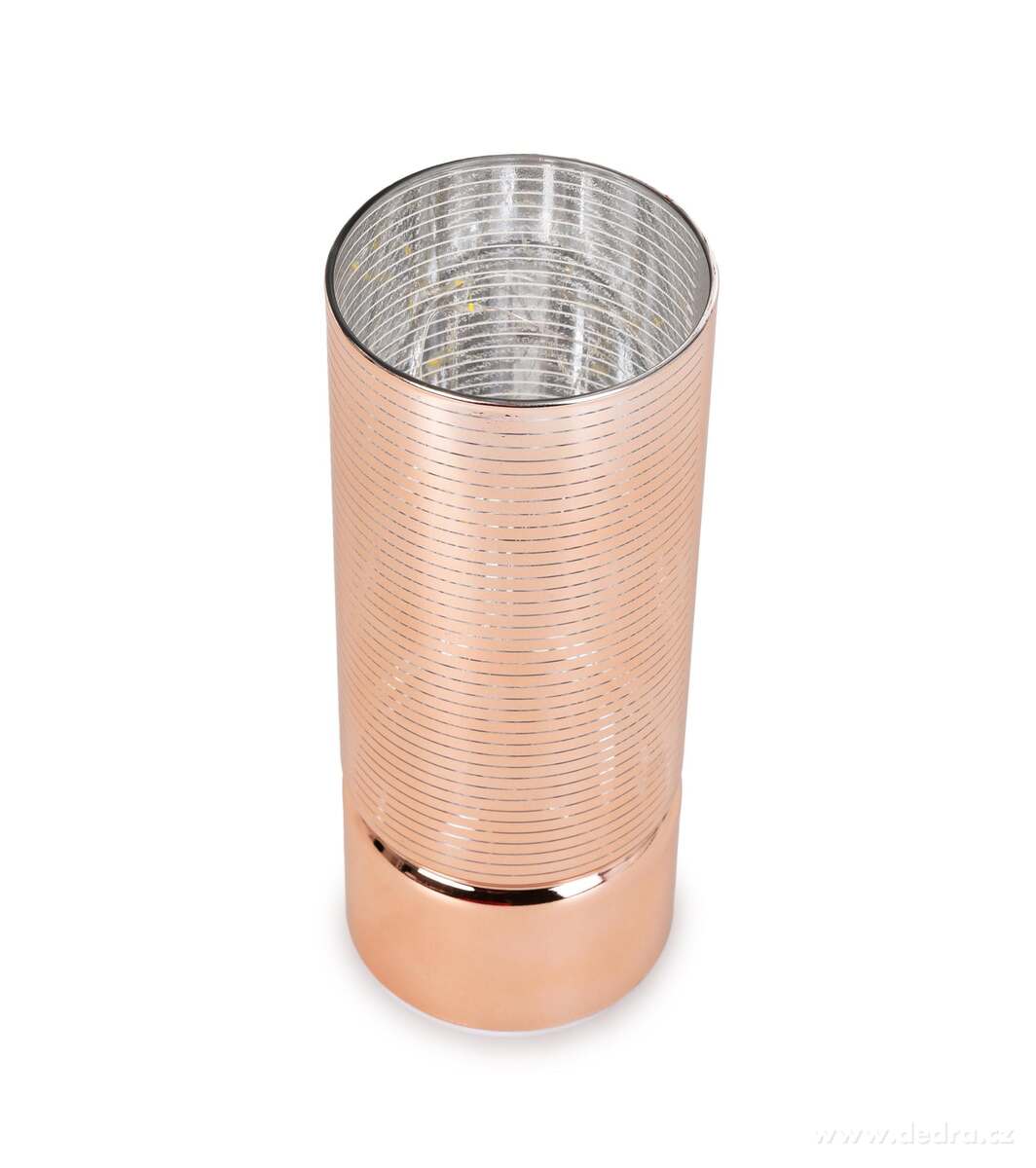 ILUMINÉ | 20 cm skleněný svícen s LED osvětlením | lesklý béžový dekor