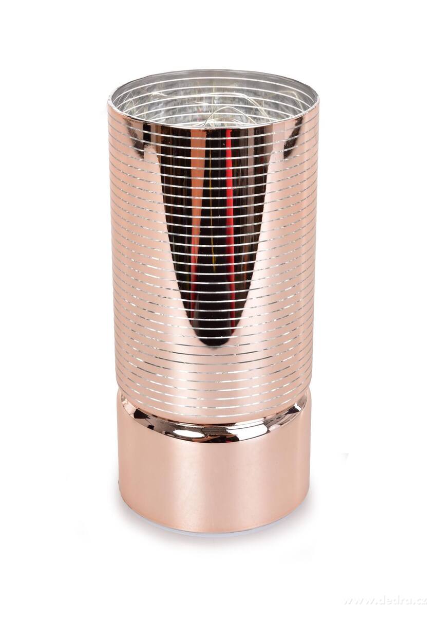 ILUMINÉ | 15 cm skleněný svícen s LED osvětlením | lesklý béžový dekor