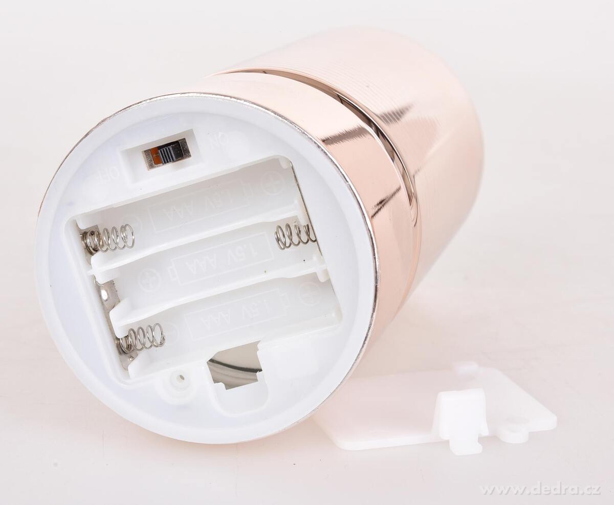 ILUMINÉ | 15 cm skleněný svícen s LED osvětlením | lesklý béžový dekor