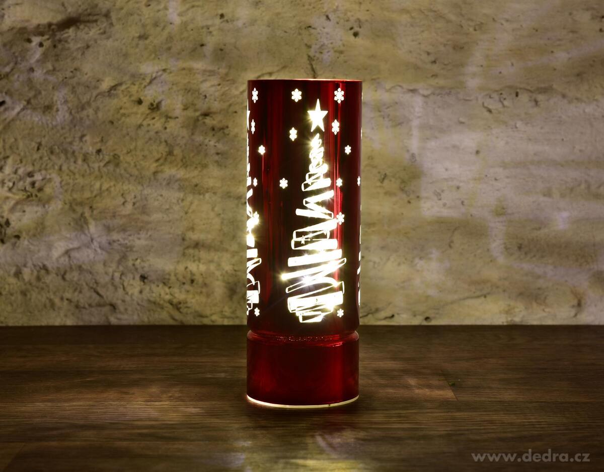 SVĚTÝLKA ZIMNÍHO STROMKU | LED skleněný svícen | 25 cm