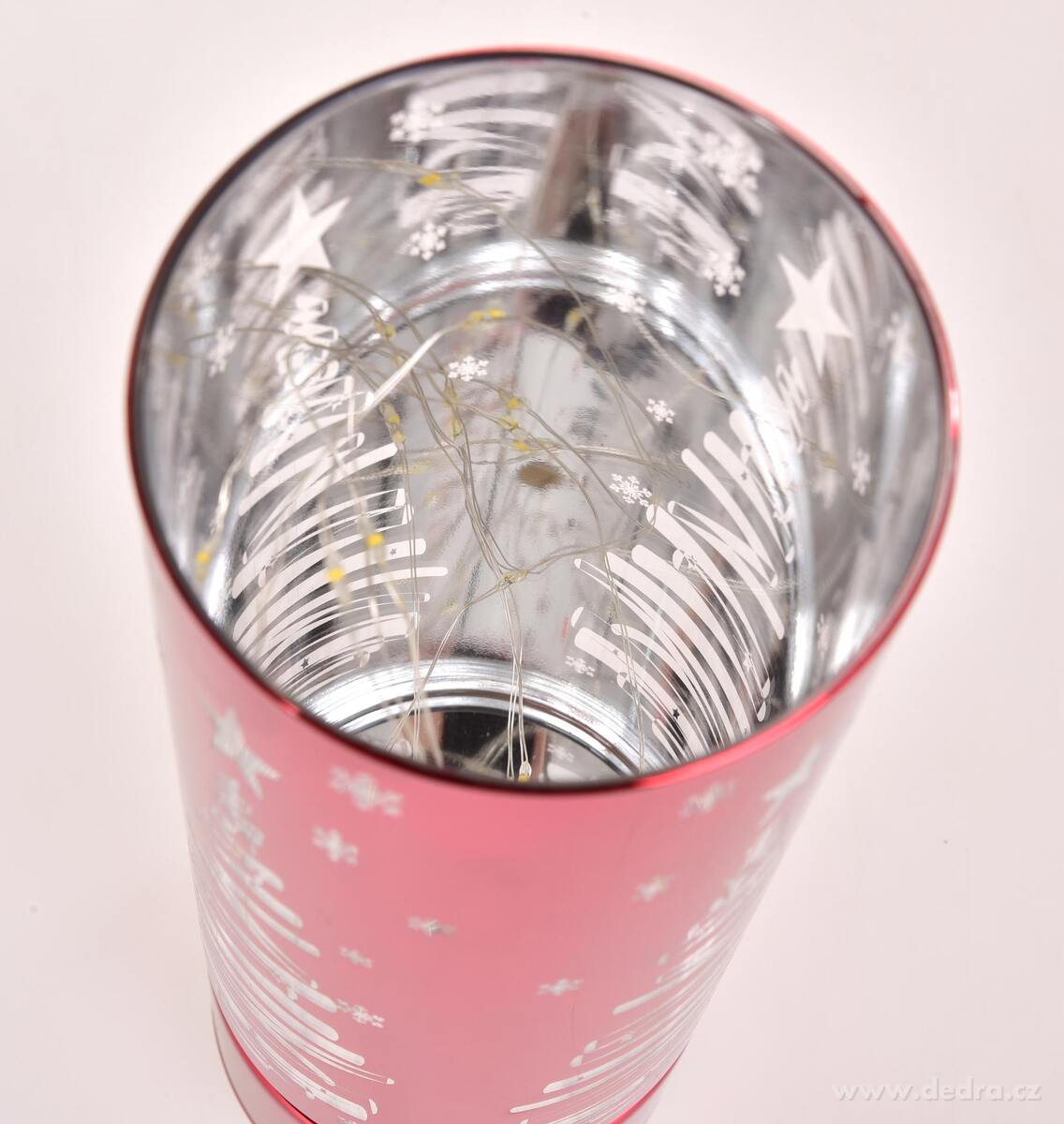 SVĚTÝLKA ZIMNÍHO STROMKU | LED skleněný svícen | 25 cm