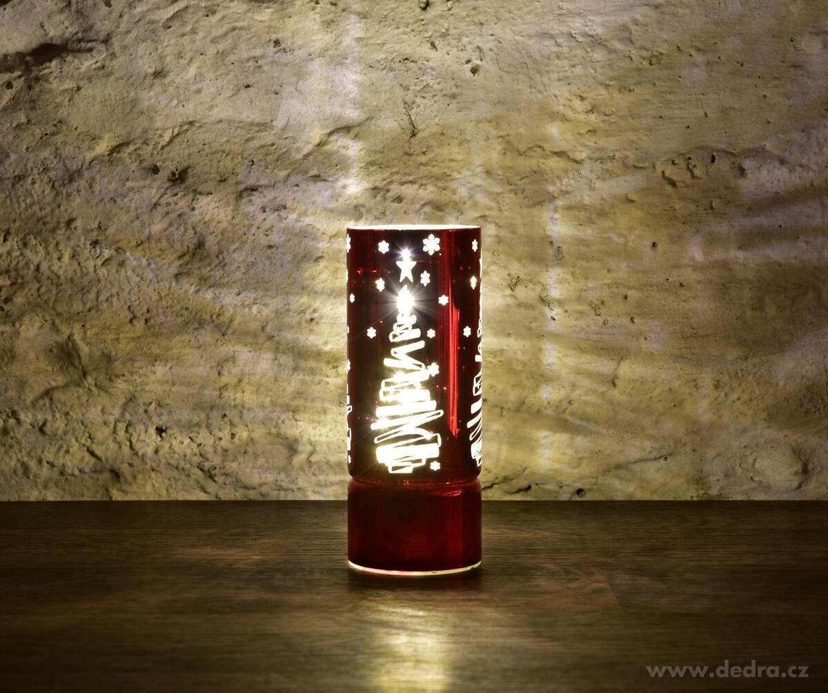 SVĚTÝLKA ZIMNÍHO STROMKU | LED skleněný svícen | 20 cm