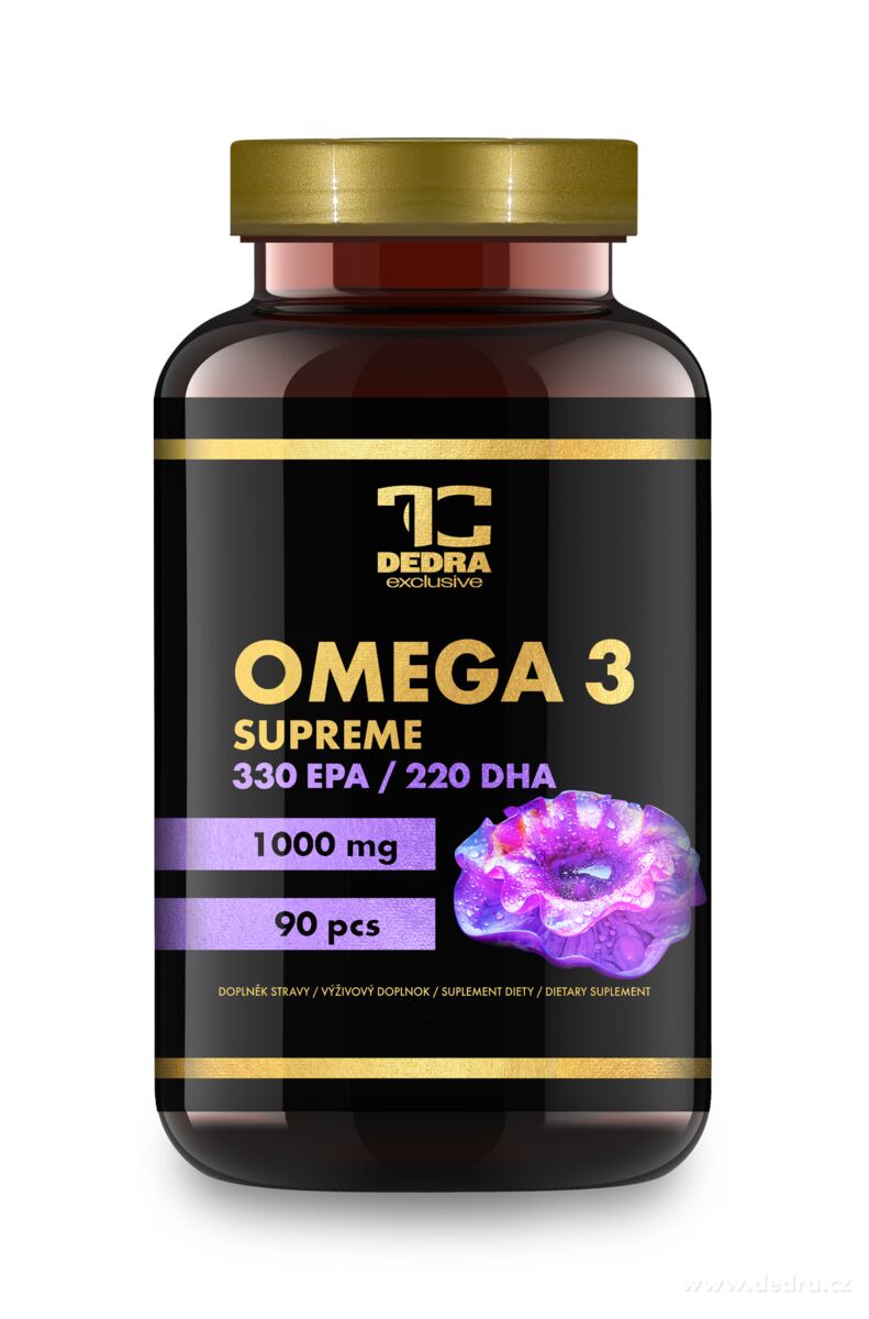 90 kapslí OMEGA 3 SUPREME, 1000 mg, 330 mg EPA, 220 mg DHA, Vitamin E