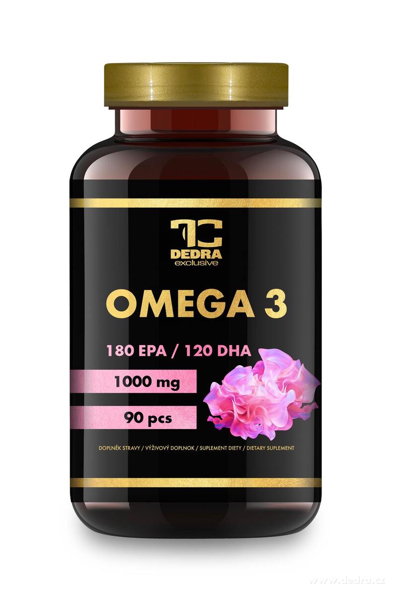 90 kapslí OMEGA 3, 1000 mg, 180 mg EPA, 120 mg DHA, Vitamin E