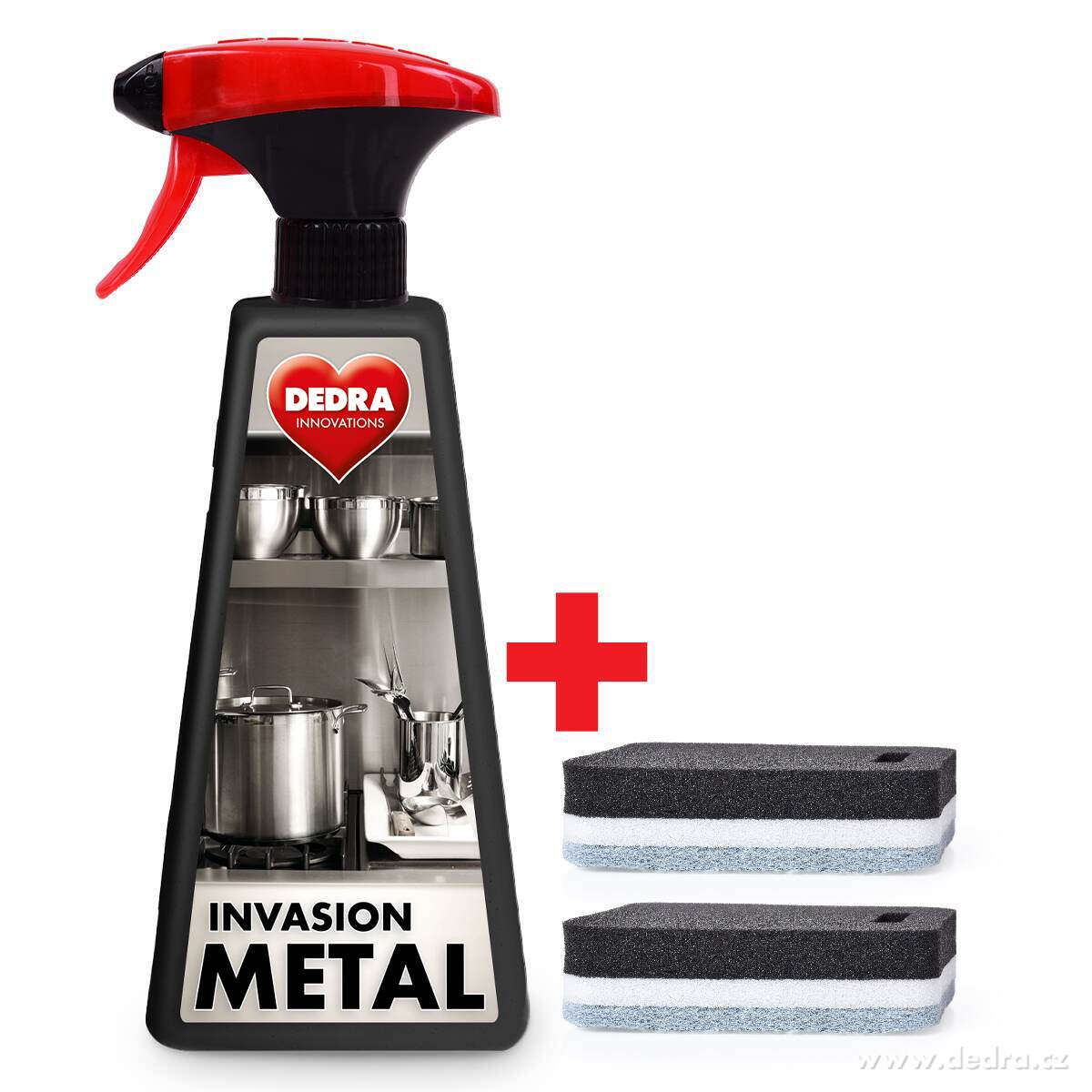 SADA | INVASION METAL | Intenzivní čistič na nerezové připálené hrnce | 500 ml + 2 houbičky ZDARMA