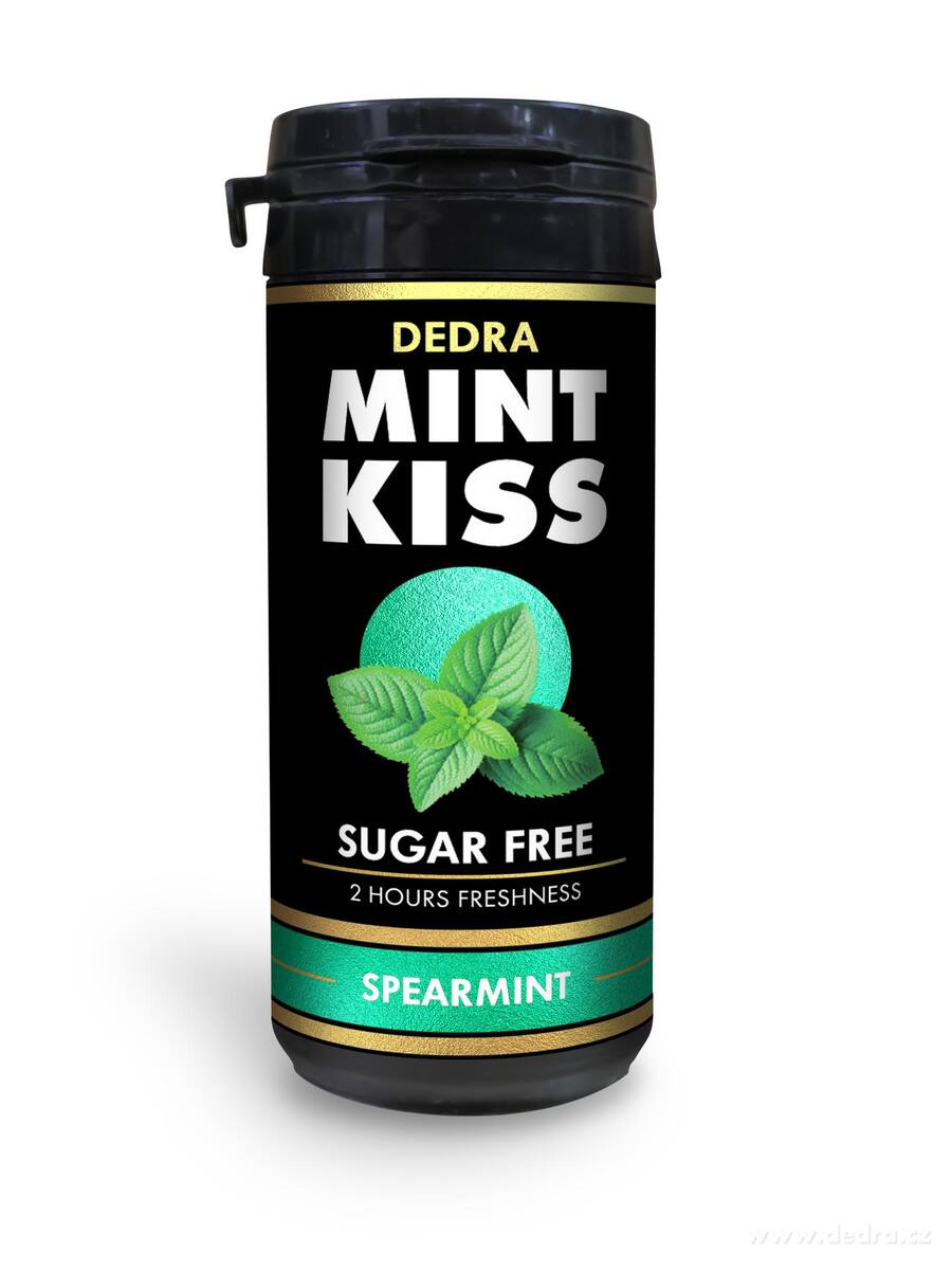 Mátové osvěžující pastilky bez cukru MINT KISS, spearmint