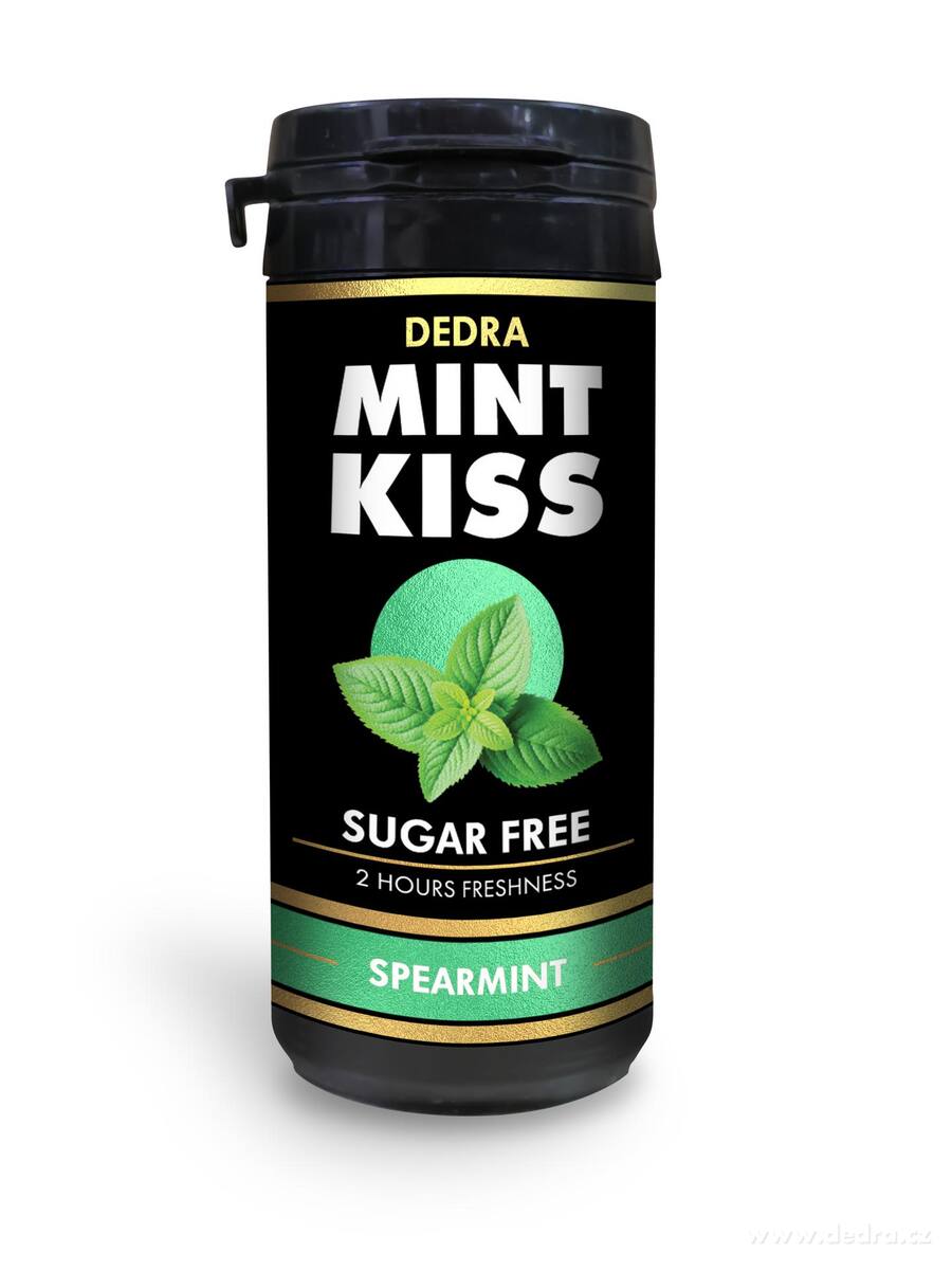 Sada 12 ks mátové osvěžující pastilky bez cukru MINT KISS, spearmint