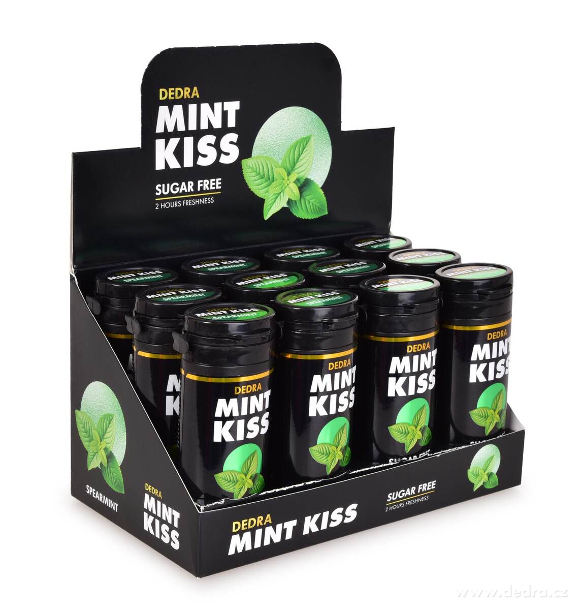 Sada 12 ks MINT KISS | jemně mátové osvěžující pastilky bez cukru