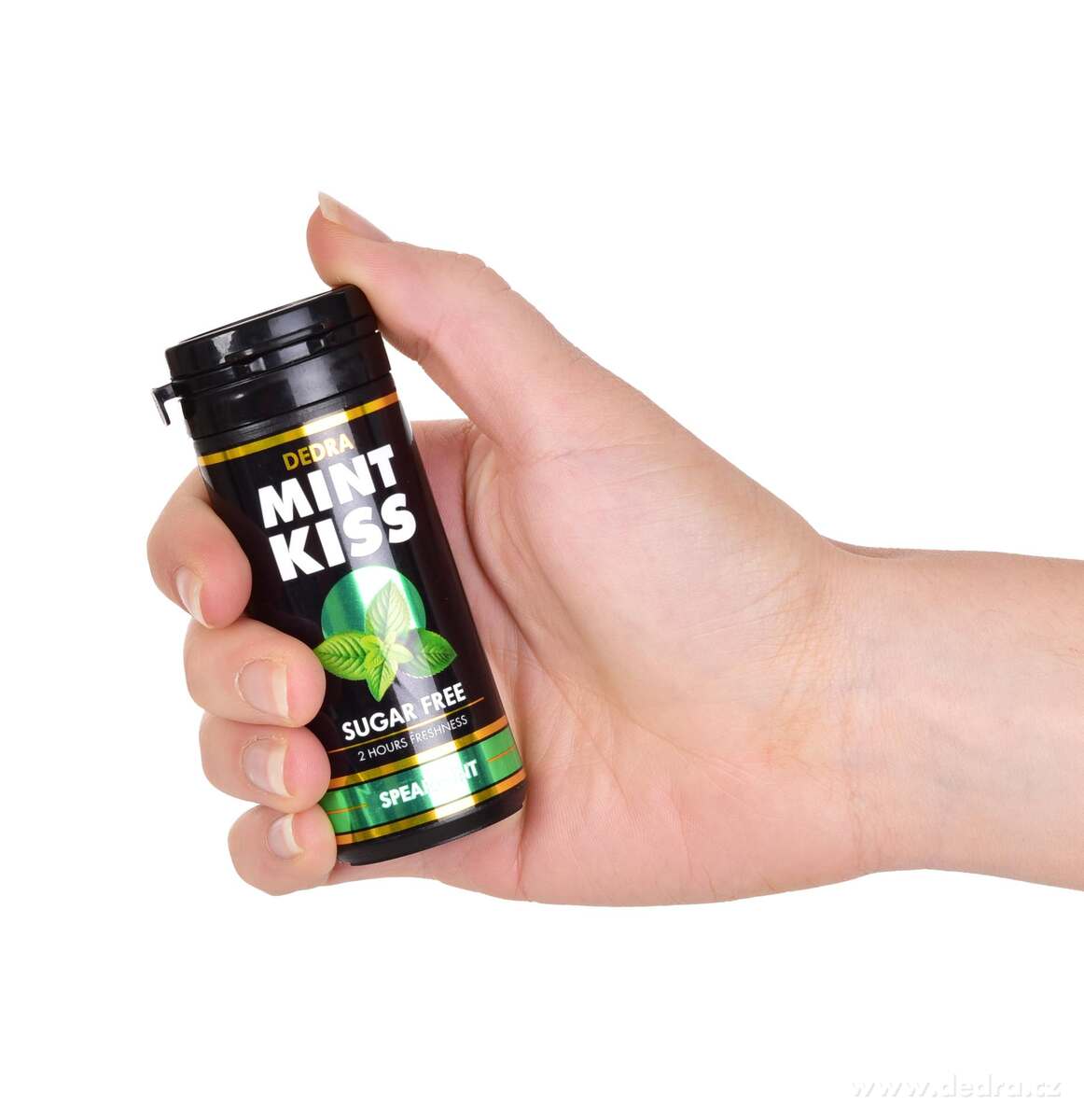 Sada 12 ks mátové osvěžující pastilky bez cukru MINT KISS, spearmint