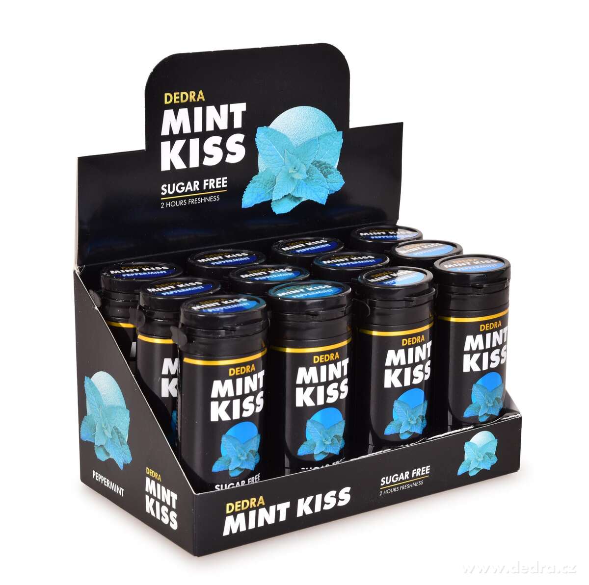 Sada 12 ks MINT KISS | silně mátové osvěžující pastilky bez cukru