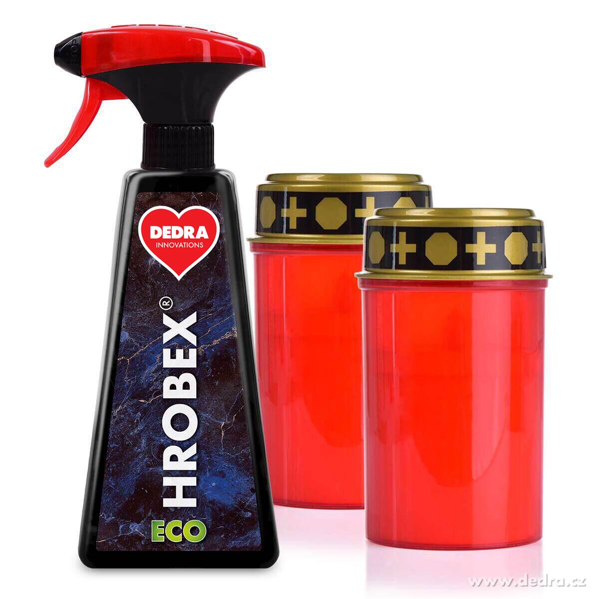 SADA  HROBEX | Čistič náhrobků a pietních míst (mramor, žula) +  2× LED pietní svíce