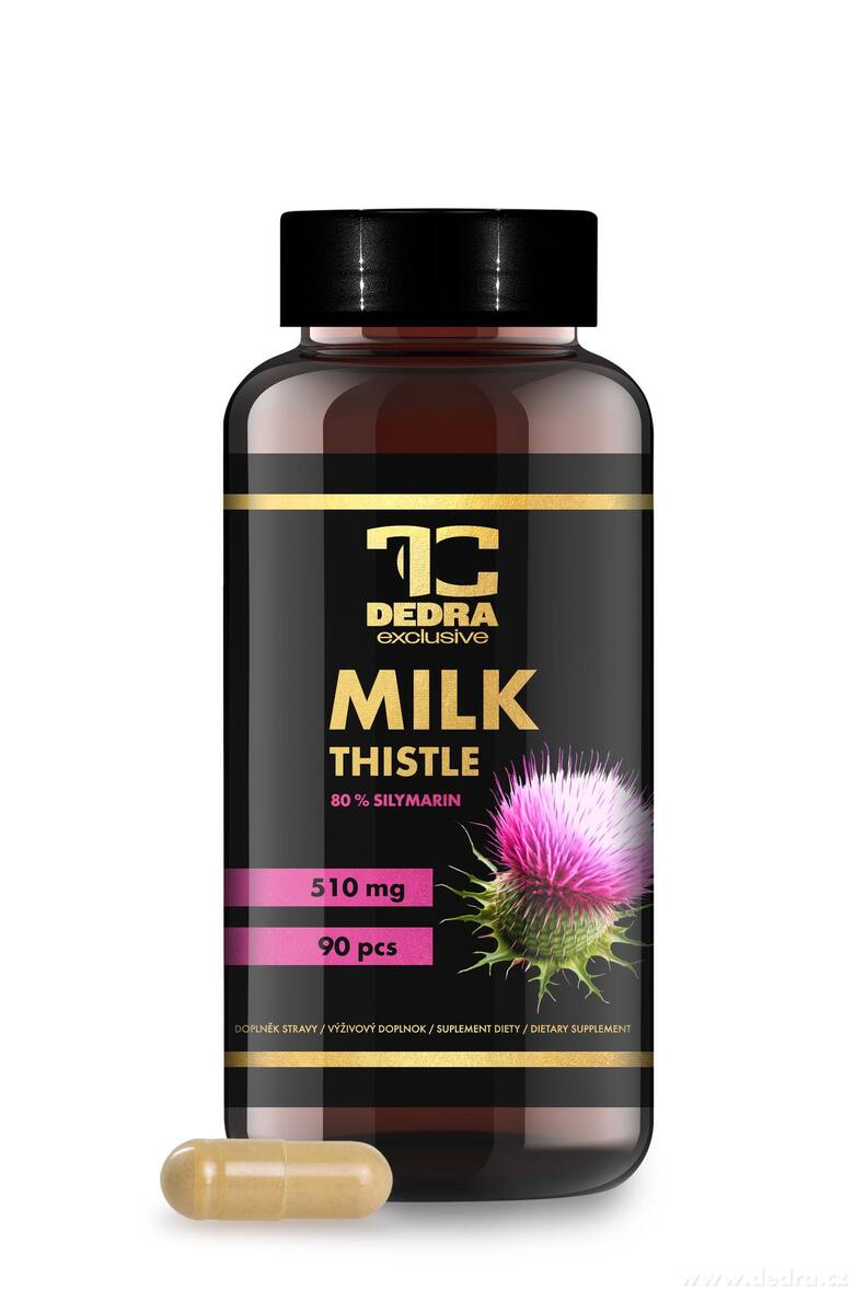 OSTROPESTŘEC MARIÁNSKÝ 510 mg | 80 % silymarinu | zdravá játra, trávení a detoxikace | 90 kapslí