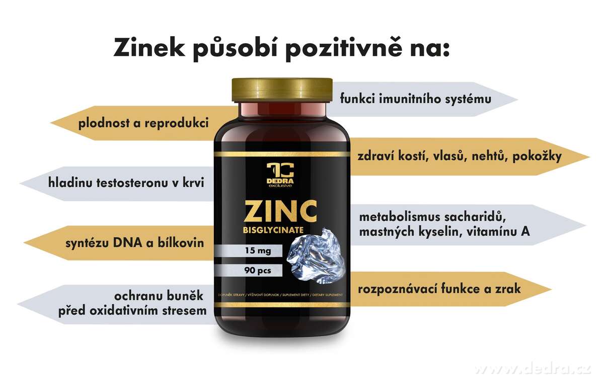 ZINOK BISGLYCINÁT 15 mg - imunita, pleť, vlasy a nehty
