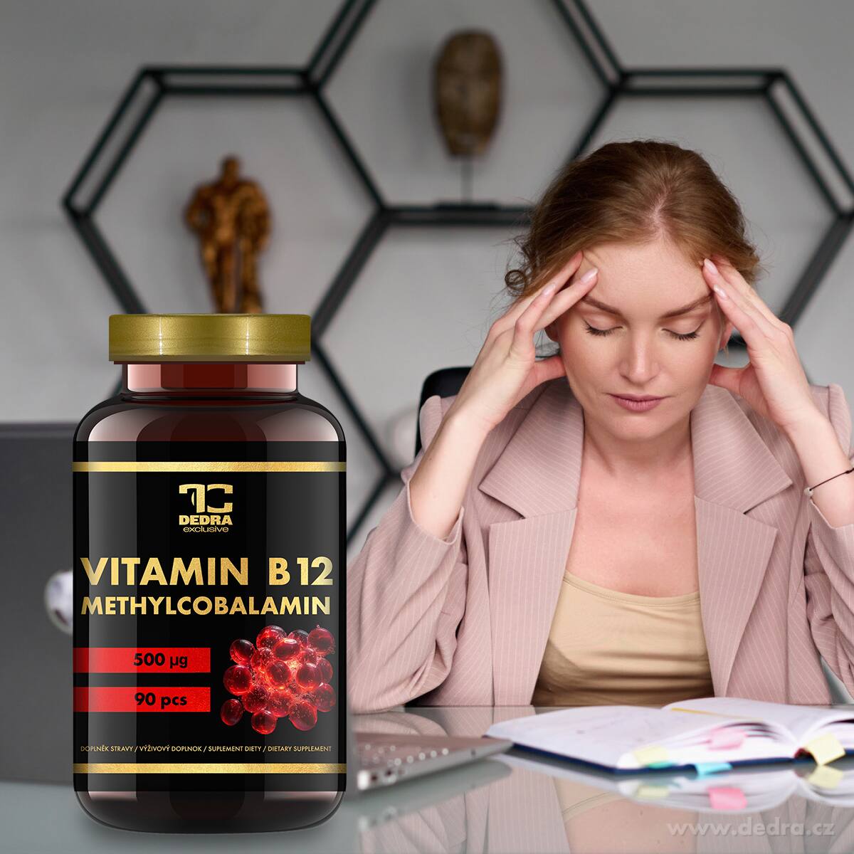 VITAMIN B12 - METHYLCOBALAMIN 500 μg | 24,3 g | pro energii, krvetvorbu, cévy a nervy
