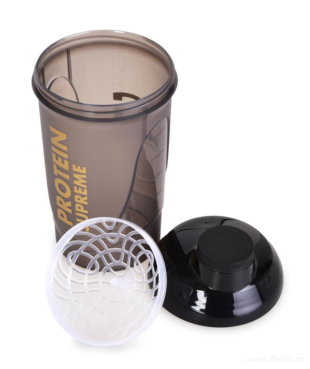 SHAKER skrutkovacie veko aj náustok na pitie + miešacie sitko PROTEIN SUPREME