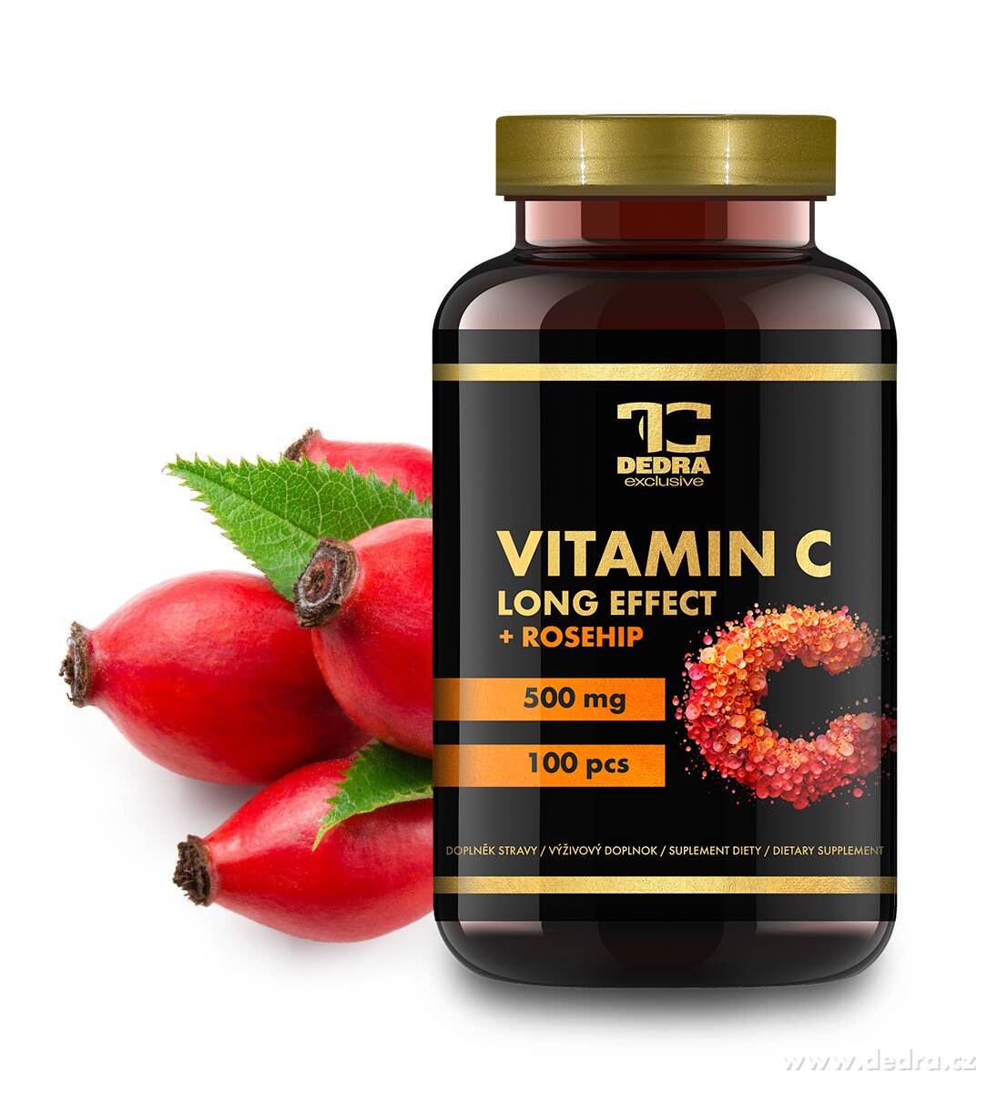 VITAMIN C 500 mg se šípkem | postupné uvolňování + 25 mg šípkového extraktu | 100 kapslí | 67,5 g
