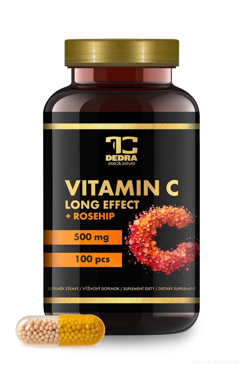 VITAMIN C 500 mg se šípkem | postupné uvolňování + 25 mg šípkového extraktu | 100 kapslí | 67,5 g