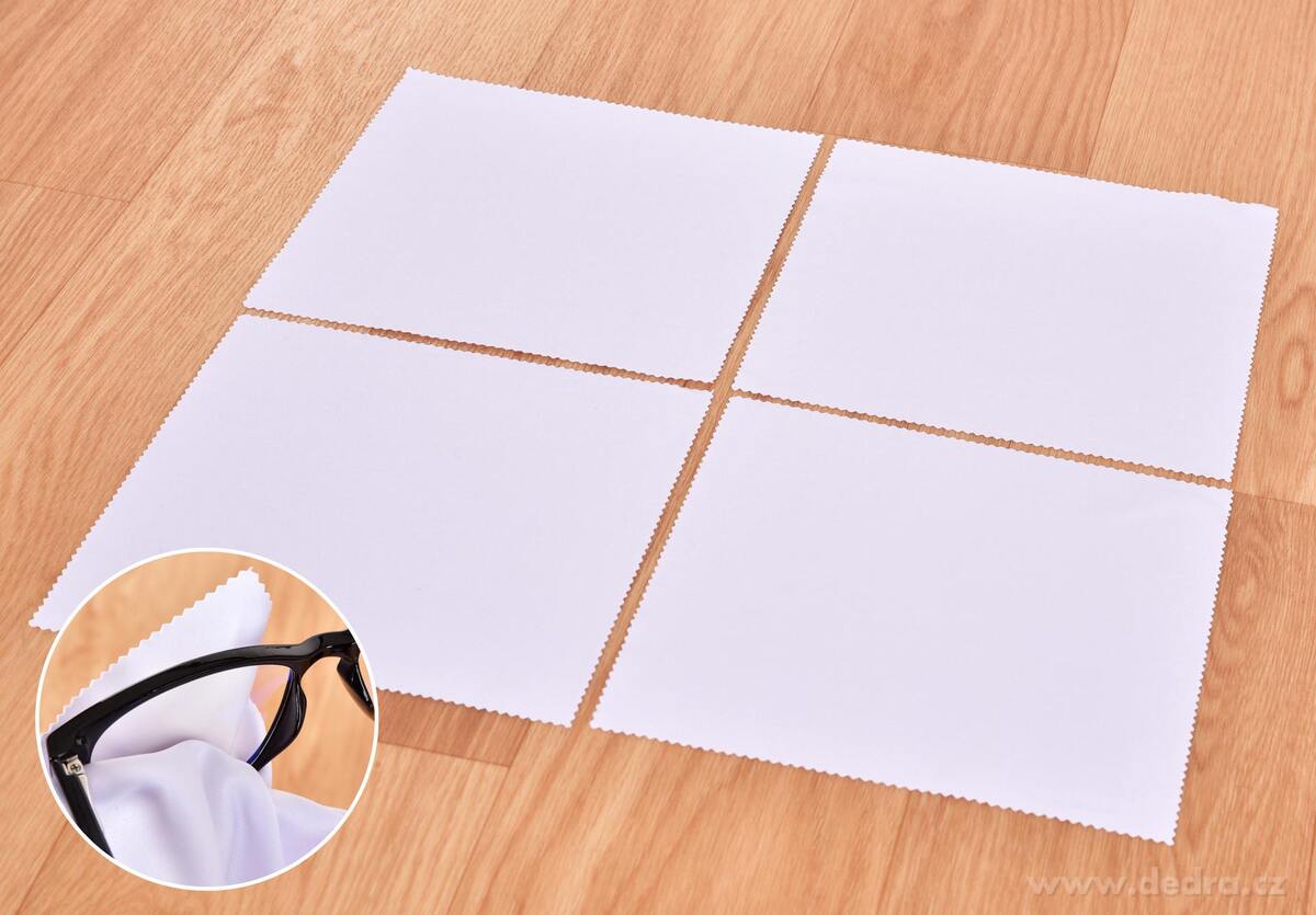 BRILEX | 4 ks ultra jemné mikrovláknové utěrky na brýle & optiku | bílé | 15 × 15 cm