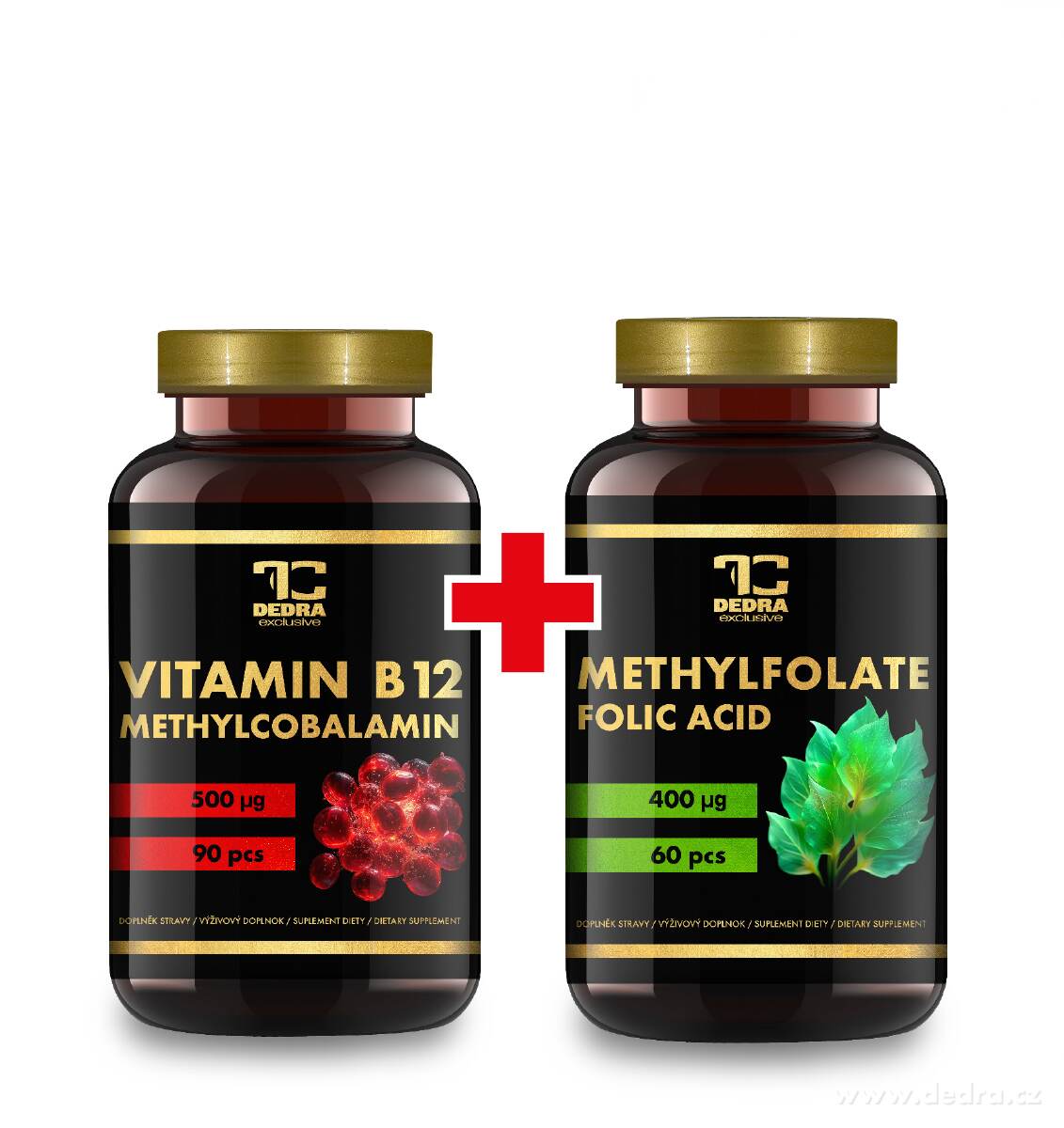 SADA 1+1 | VITAMIN B12 + KYSELINA LISTOVÁ pro energii, krvetvorbu, cévy a imunitu