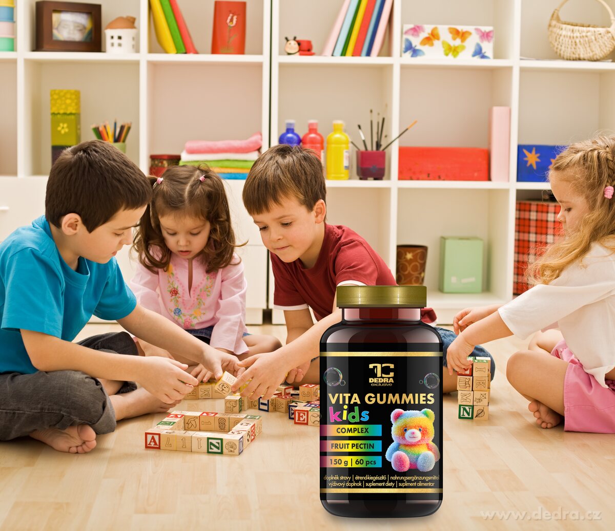 VITA GUMMIES KIDS multivitamínoví želé medvedíky pre deti - imunita, rast a energia. Jablčná príchuť žuvačky.