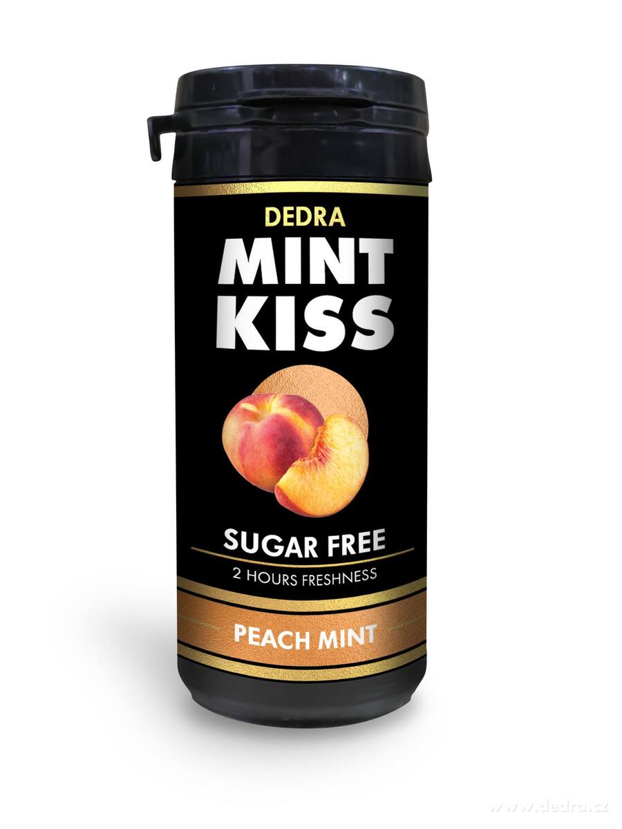 Sada 2+1 mátové osvěžující pastilky bez cukru MINT KISS, peach mint
