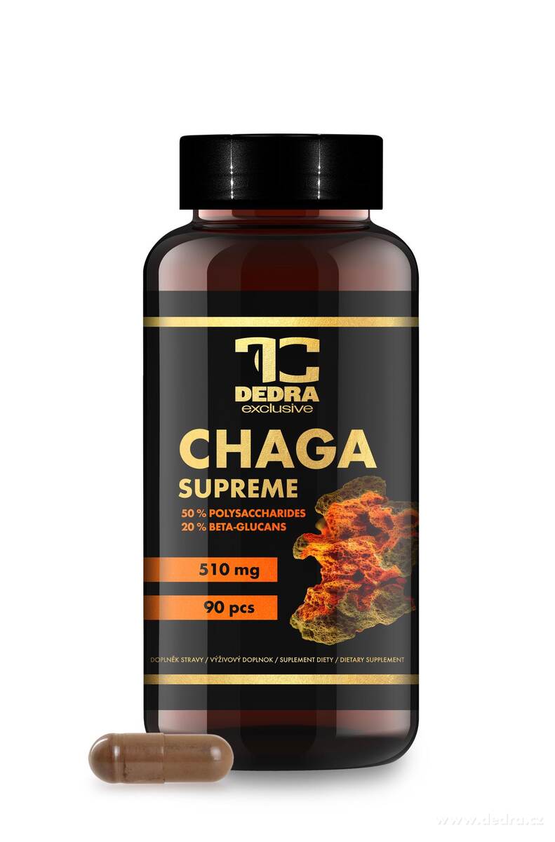 CHAGA SUPREME 510 mg | 50 % polysacharidů + 20 % beta-glukanů | imunita, vitalita & antioxidanty | 90 kapslí