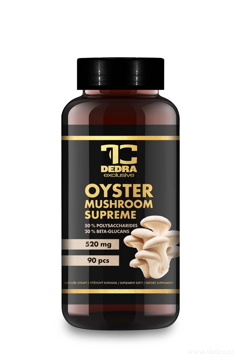 HLÍVA ÚSTŘIČNÁ SUPREME 520 mg | 50 % polysacharidů a 20 % beta-glukanů | vitalita, imunita a metabolismus tuků | 90 kapslí