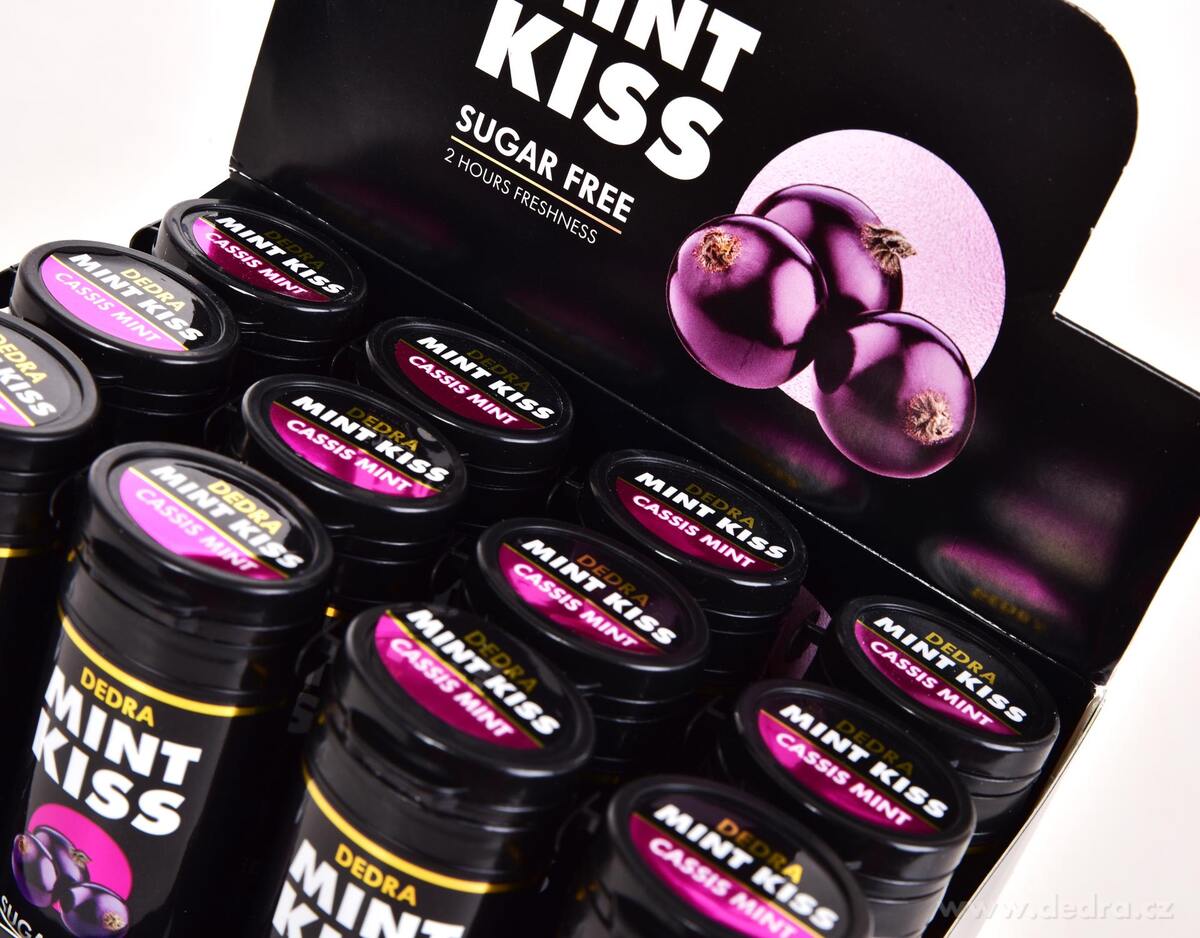 Sada 12 ks MINT KISS | rybízovo-mátové osvěžující pastilky bez cukru