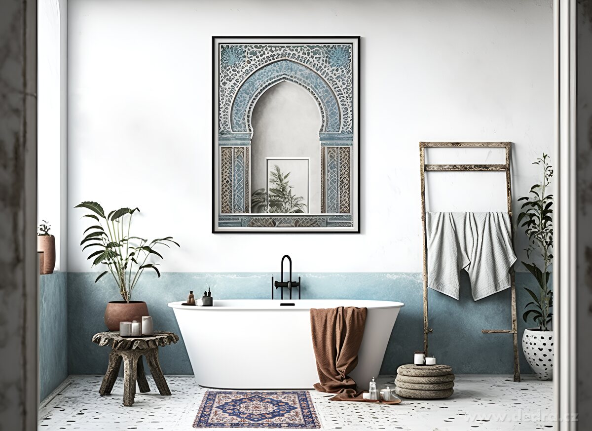 SPA | ULTRASAVÁ křemelinová předložka | rychleschnoucí & protiskluzová | 80 × 50 cm | blue ornament